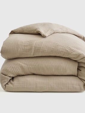 Quince Organic Cotton Airy Gauze Twin Duvet Cover Set in Dune
